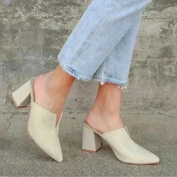 Coconuts by Matisse, Night Moves Tan Snake Embossed Vegan Chunky Heel Mules, 9 - Picture 3 of 7